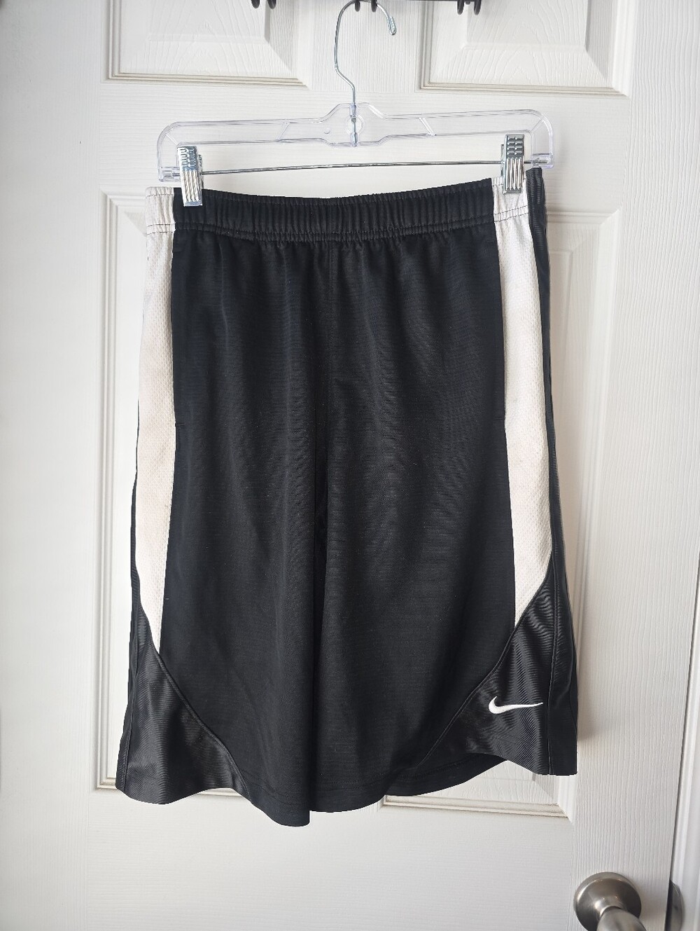 Nike Athletic Drawstring Basketball Shorts  Black/White Embroidered Swoosh SZL